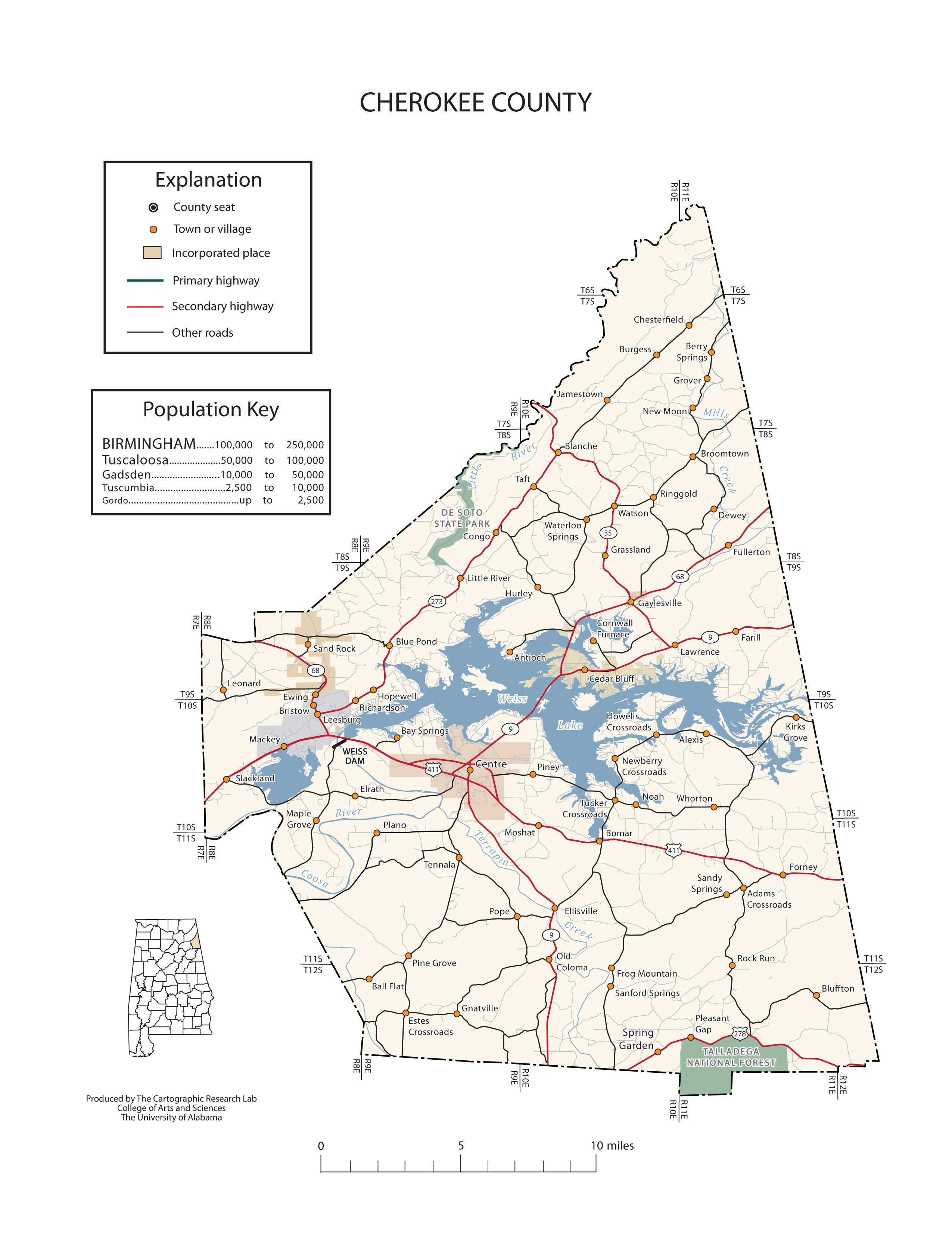 Cherokee County Alabama Map | Map Of West